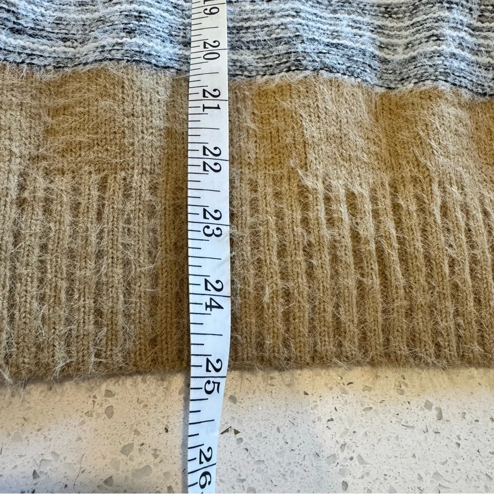 Fate Striped Colorblock Cozy Knit Sweater Cream Tan Navy XL - Picture 4 of 6